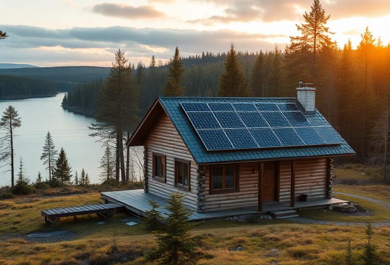 Off-grid stuga med solpaneler