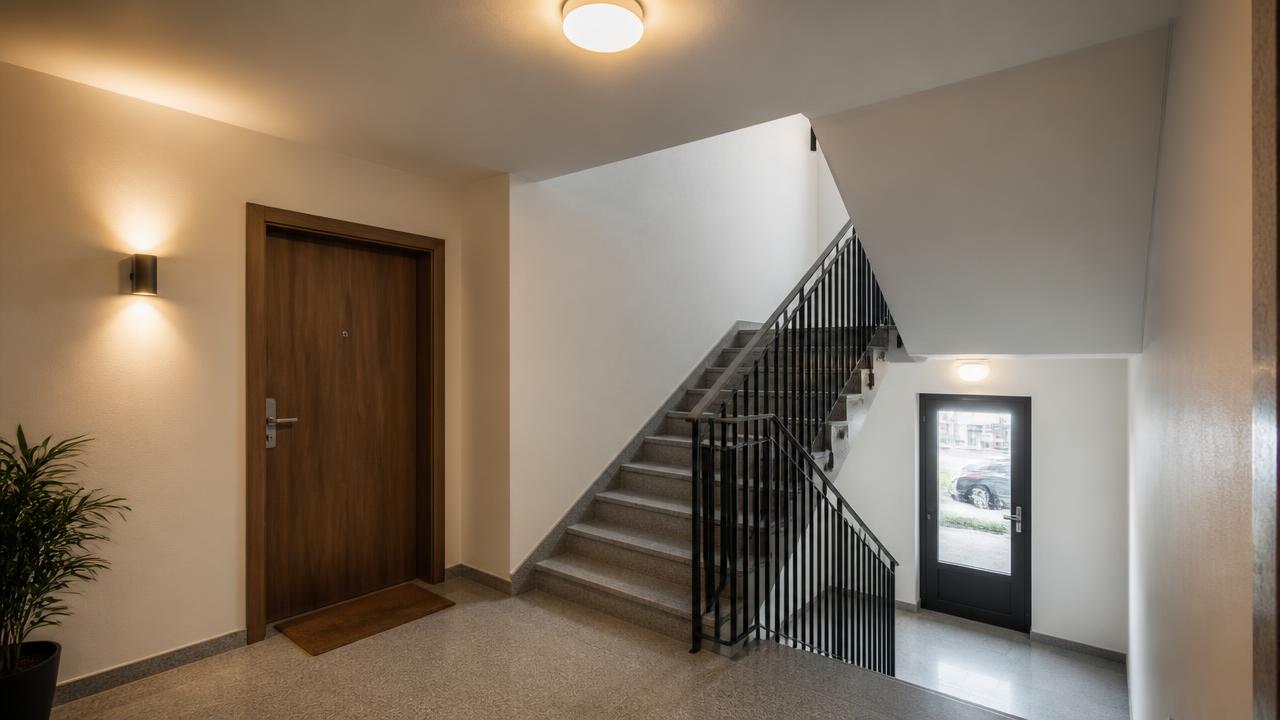 Bostadsfastighet och trapphus